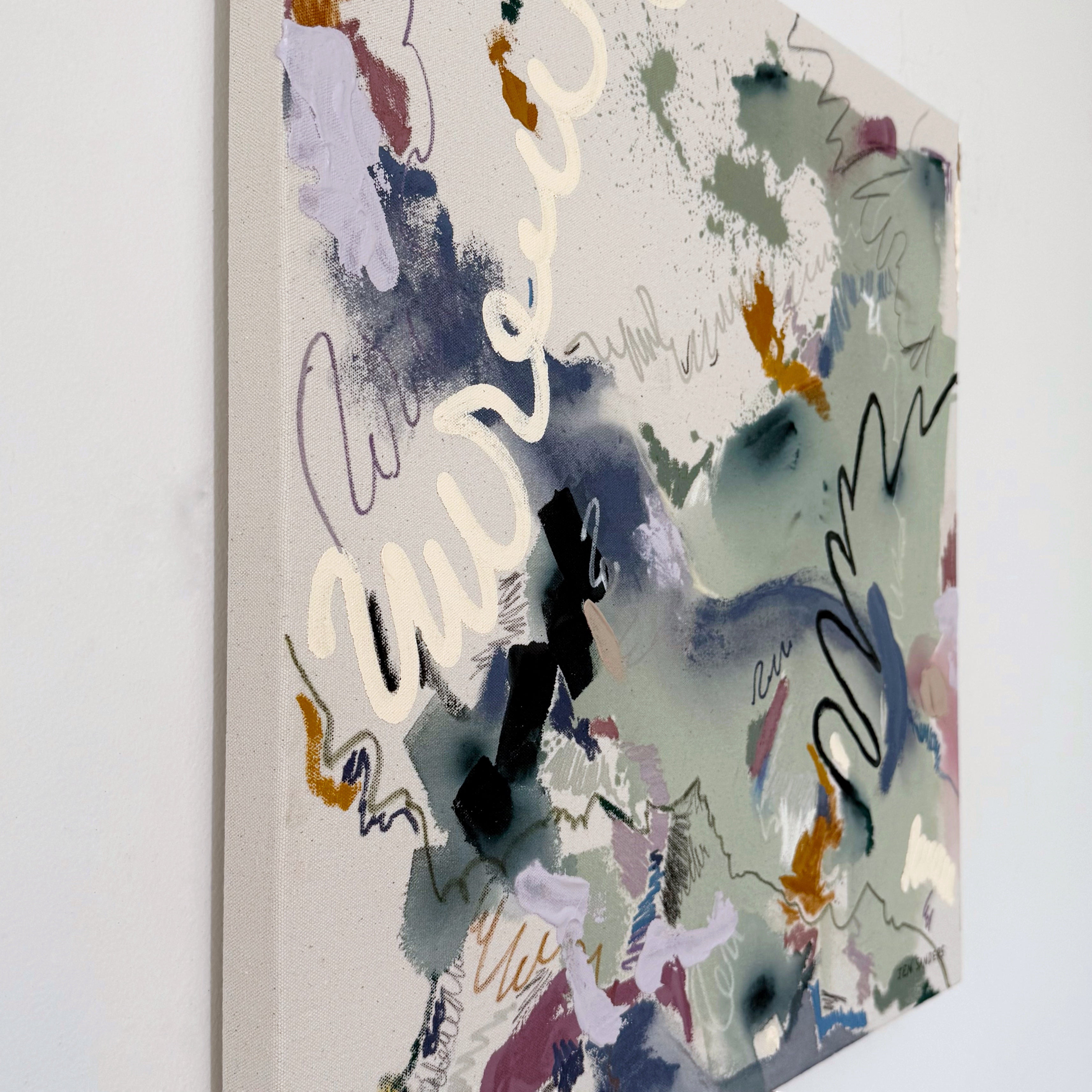 Cracks and all 24" x 24" - Acrylic and mixed media abstract painting on canvas