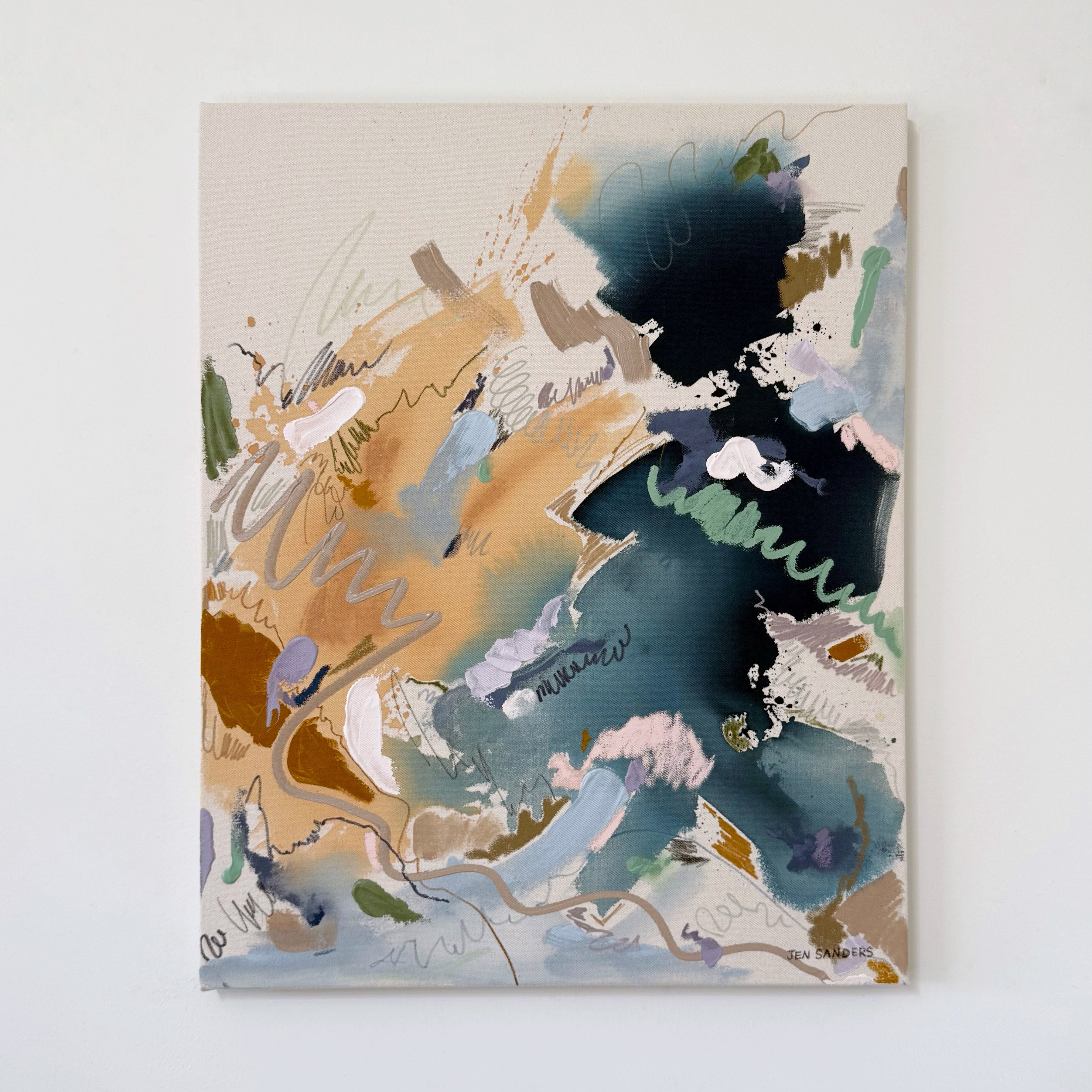 Wrong Side Up 24" x 30" - Acrylic and mixed media abstract painting on canvas