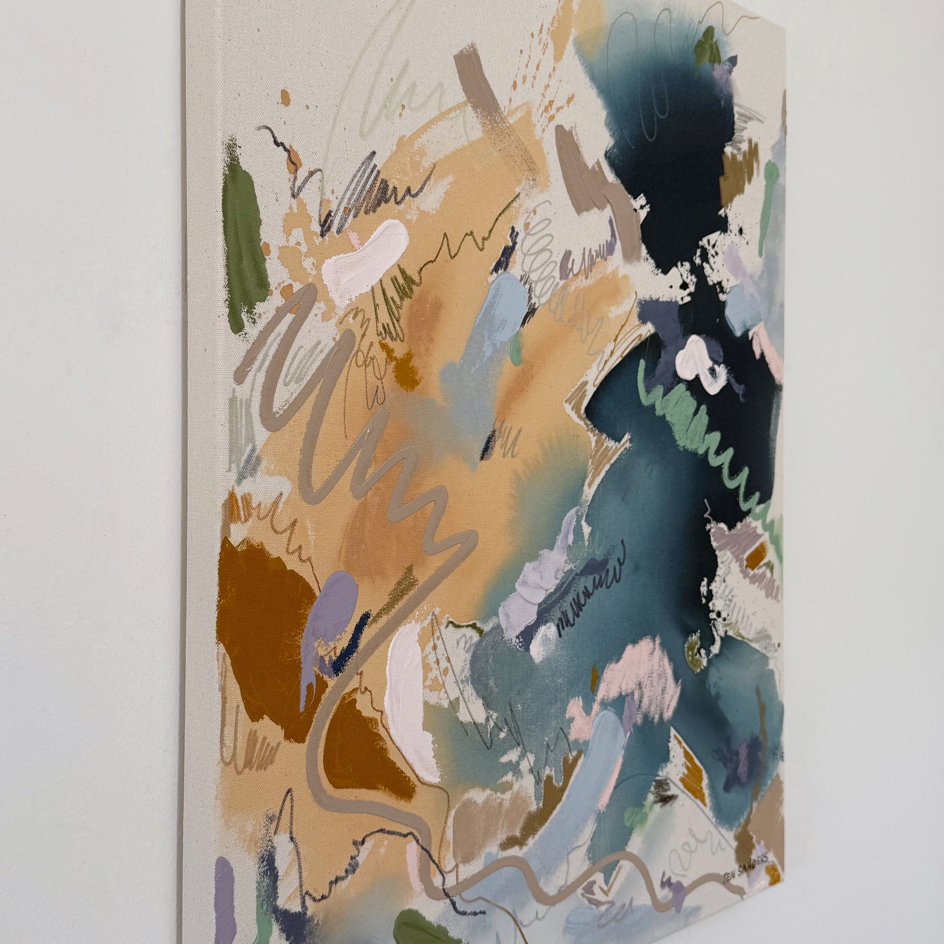 Wrong Side Up 24" x 30" - Acrylic and mixed media abstract painting on canvas