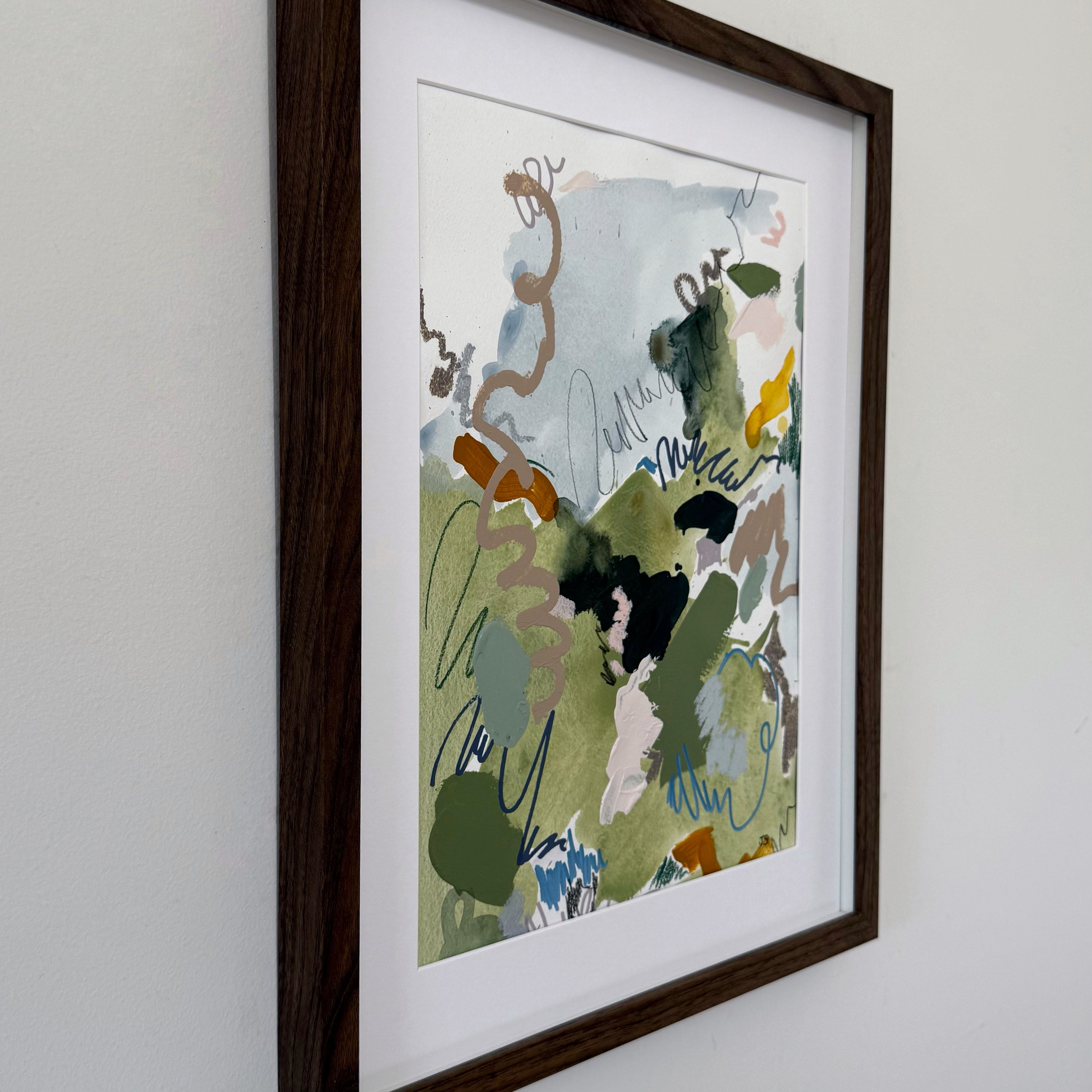Worn Grace 11.5" x 15.5" (artwork) – Mixed media on paper, matted and framed ( size: 16.75" x 20.5")