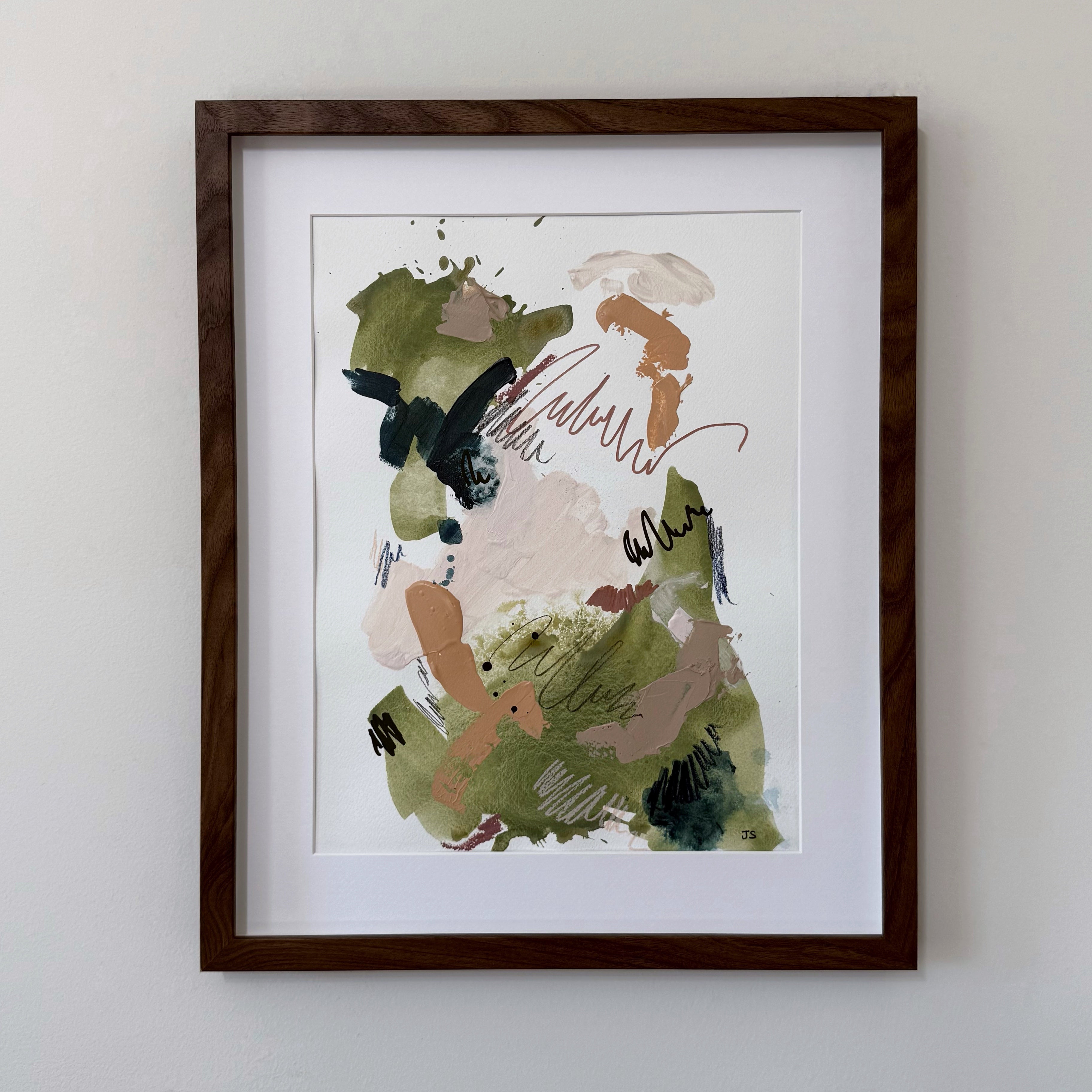 Rough wisdom 11.5" x 15.5" (artwork) – Mixed media on paper, matted and framed (size: 16.75" x 20.5")