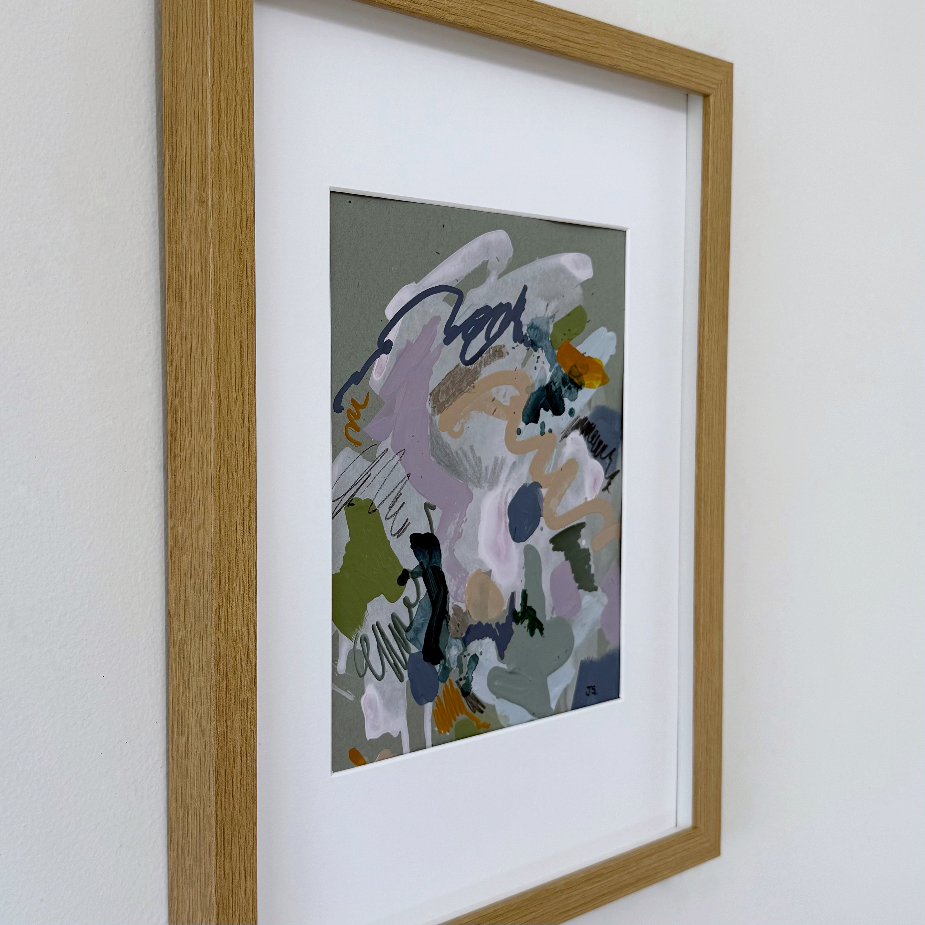 Out of Line #1 - 7.5" x 9.5" (artwork) – Mixed media on paper, matted and framed (size: 12.75" x 16.75")