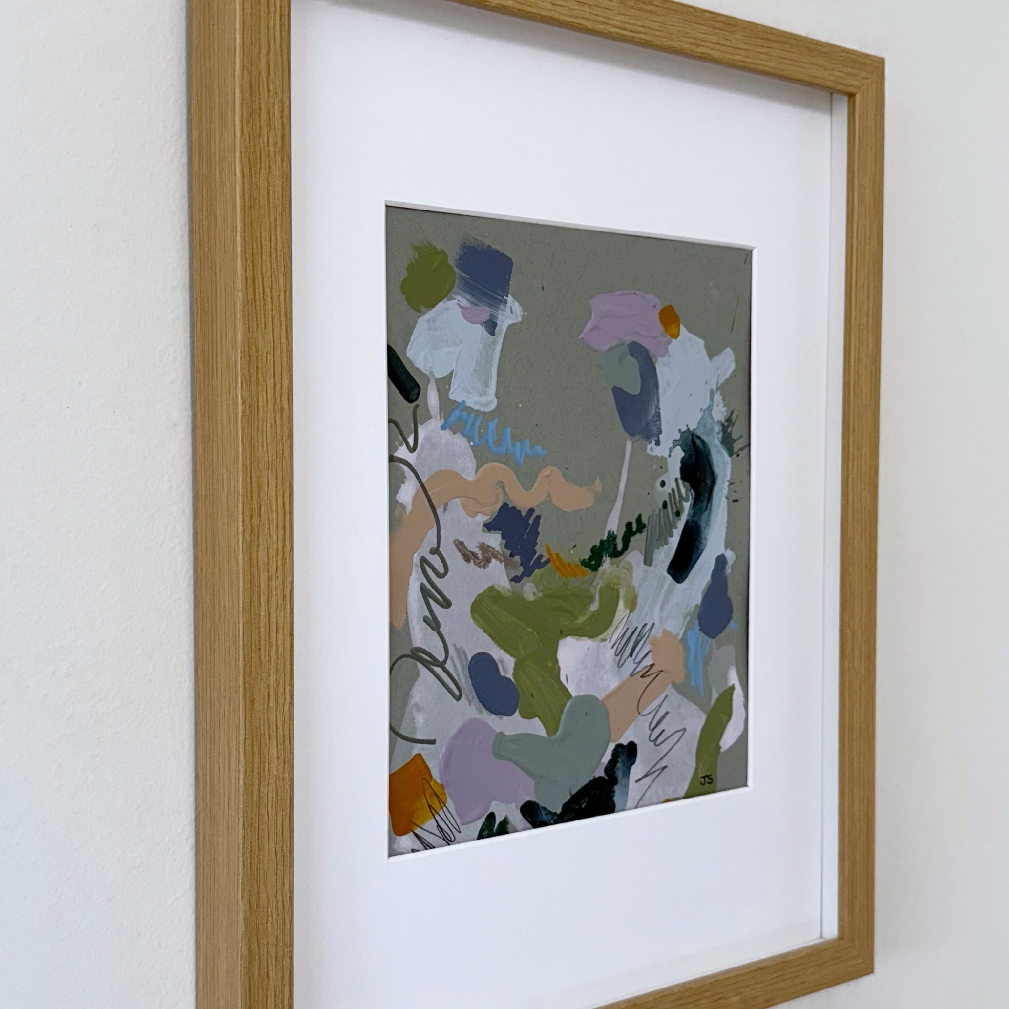 Out of Line #2 - 7.5" x 9.5" (artwork) – Mixed media on paper, matted and framed (size: 12.75" x 16.75")