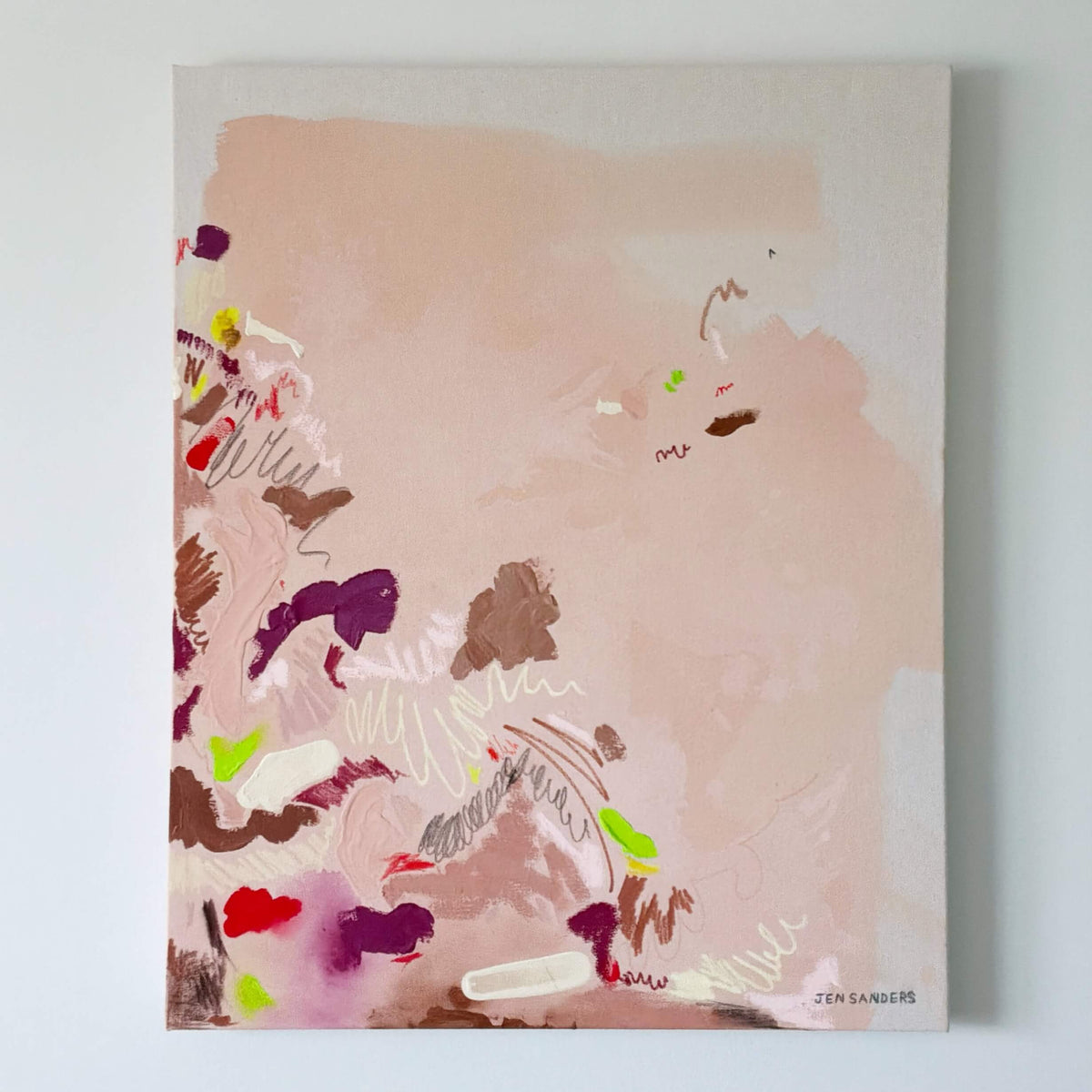 Illegible 24" x 30" – Acrylic and mixed media abstract painting on canvas
