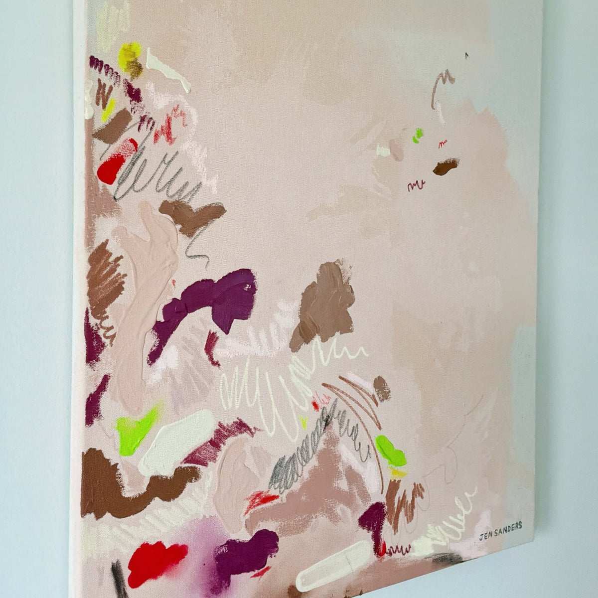 Illegible 24" x 30" – Acrylic and mixed media abstract painting on canvas