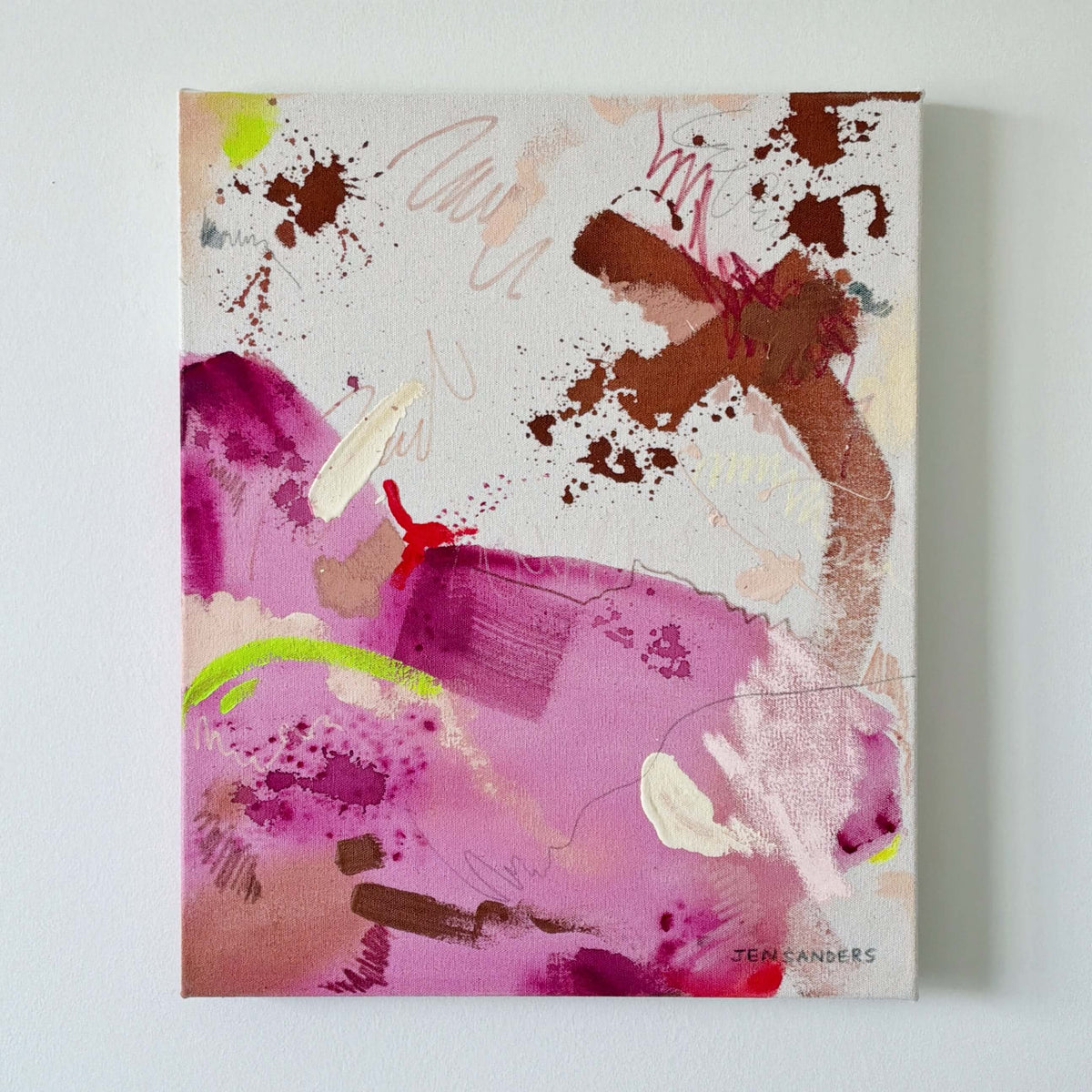 Pink Noise 16" x 20" – Acrylic and mixed media abstract painting on canvas