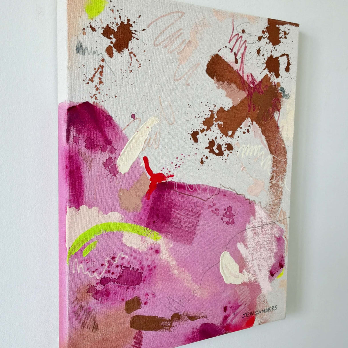 Pink Noise 16" x 20" – Acrylic and mixed media abstract painting on canvas