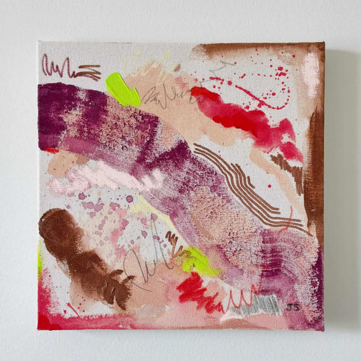 Bruised 12" x 12" – Acrylic and mixed media abstract painting on canvas