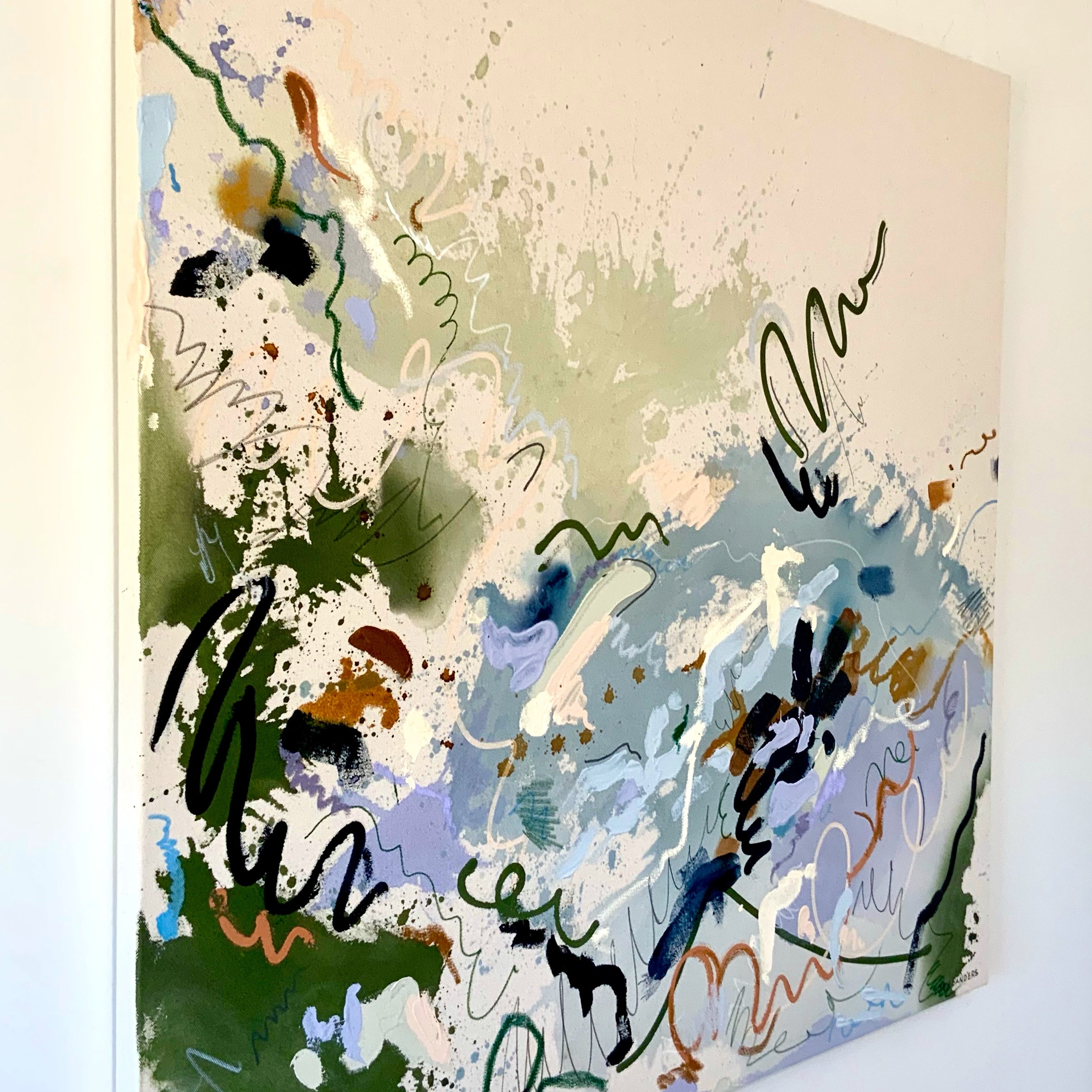 Enthusiastic gold - 40" x 40" - Acrylic and mixed media abstract painting on canvas