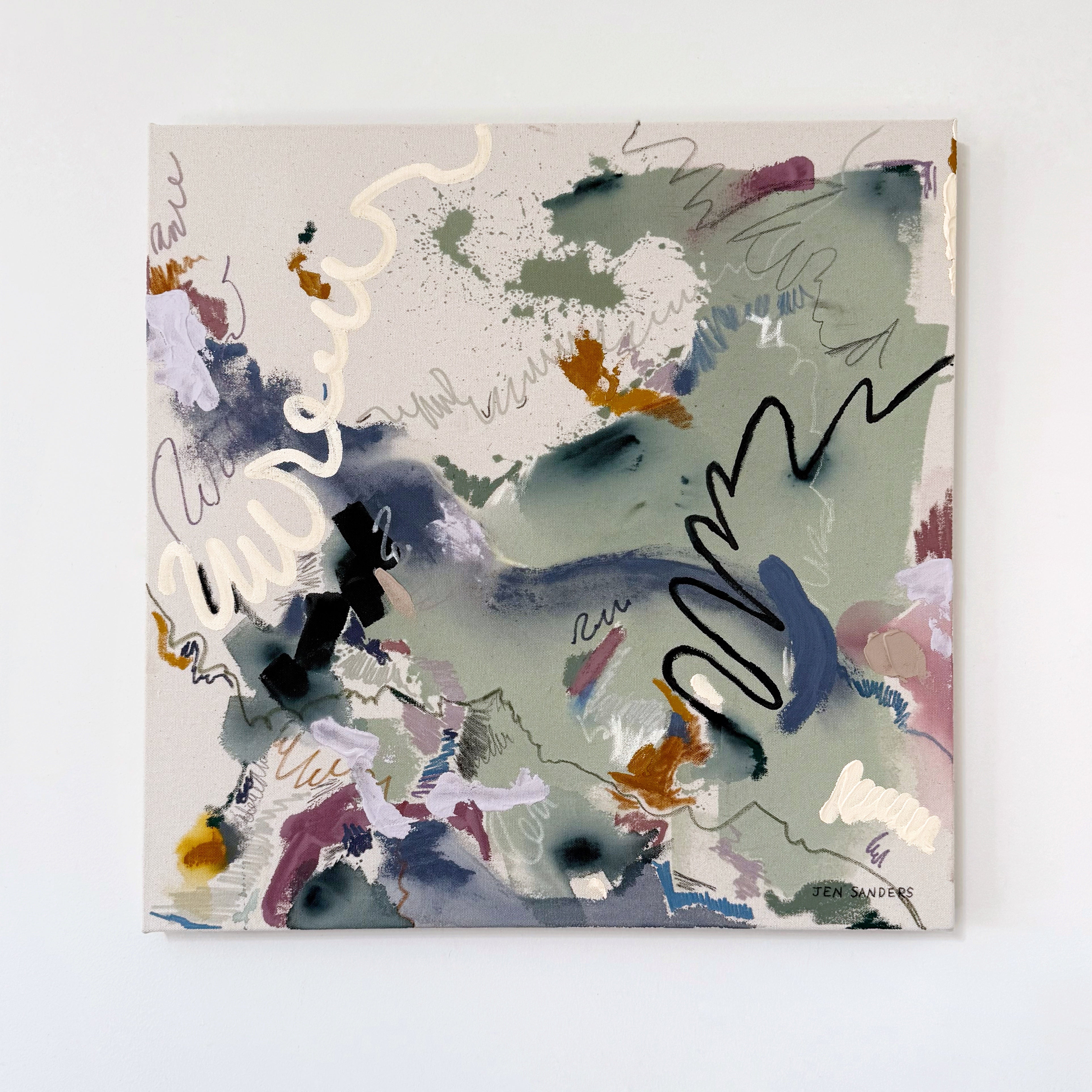 Cracks and all 24" x 24" -  Acrylic and mixed media abstract painting on canvas