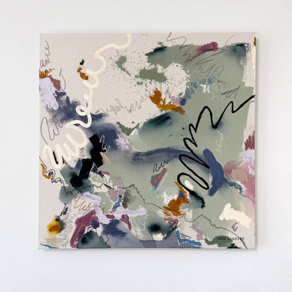 Cracks and all 24" x 24" -  Acrylic and mixed media abstract painting on canvas