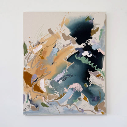 Wrong Side Up 24" x 30" -  Acrylic and mixed media abstract painting on canvas