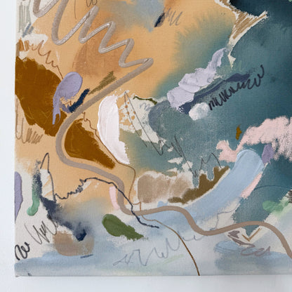 Wrong Side Up 24" x 30" -  Acrylic and mixed media abstract painting on canvas