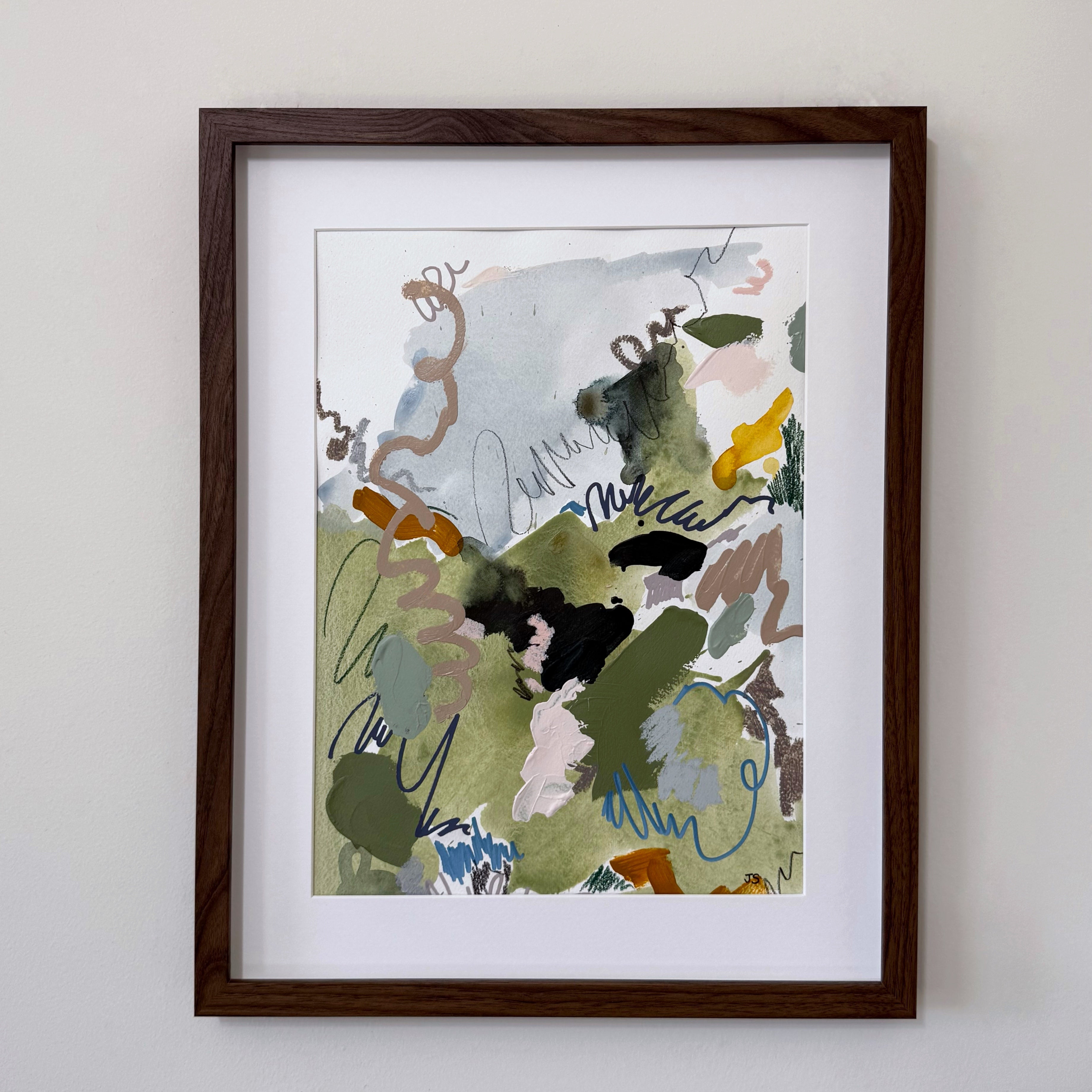 Worn Grace 11.5" x 15.5" (artwork) – Mixed media on paper, matted and framed ( size: 16.75" x 20.5")