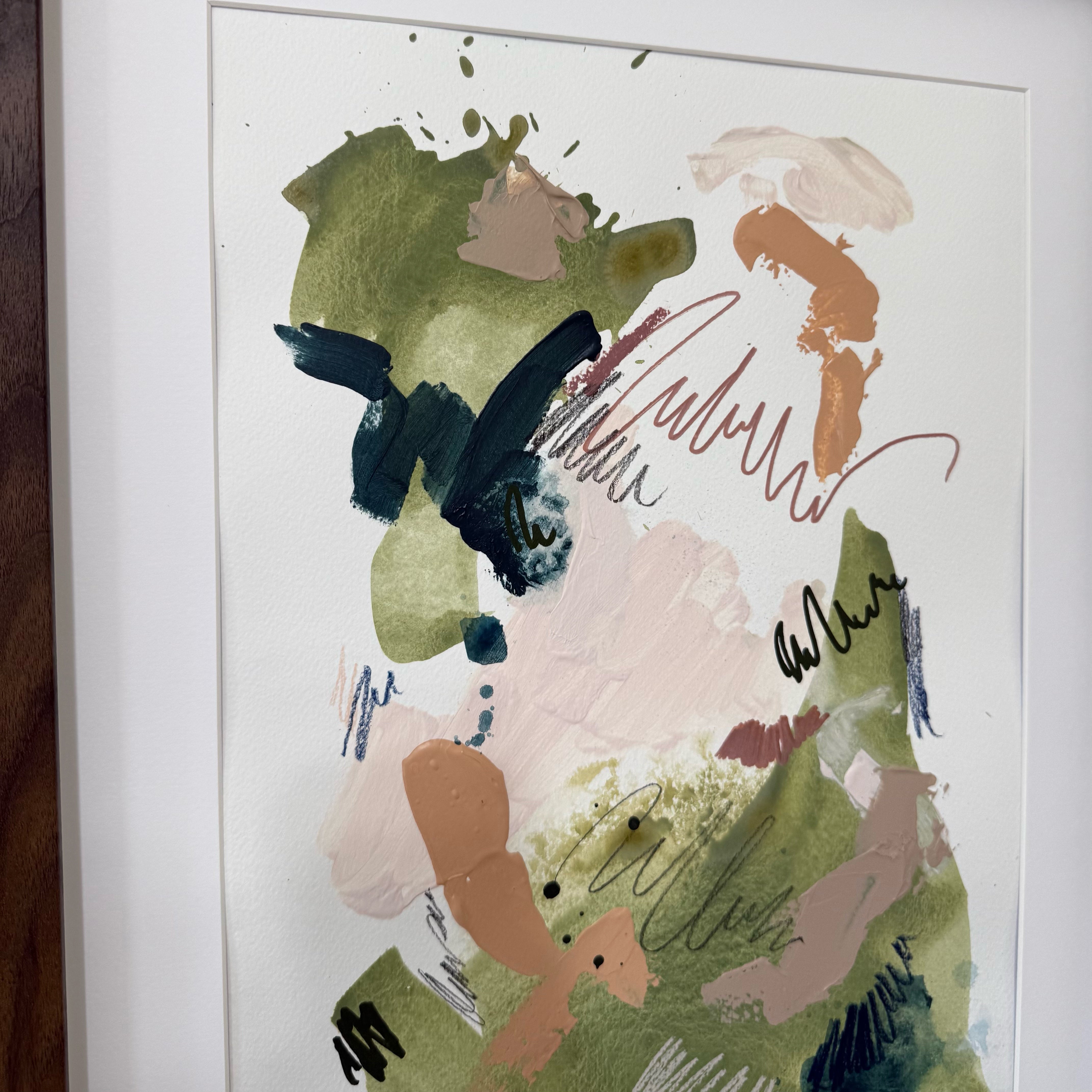 Rough wisdom 11.5" x 15.5" (artwork) – Mixed media on paper, matted and framed (size: 16.75" x 20.5")