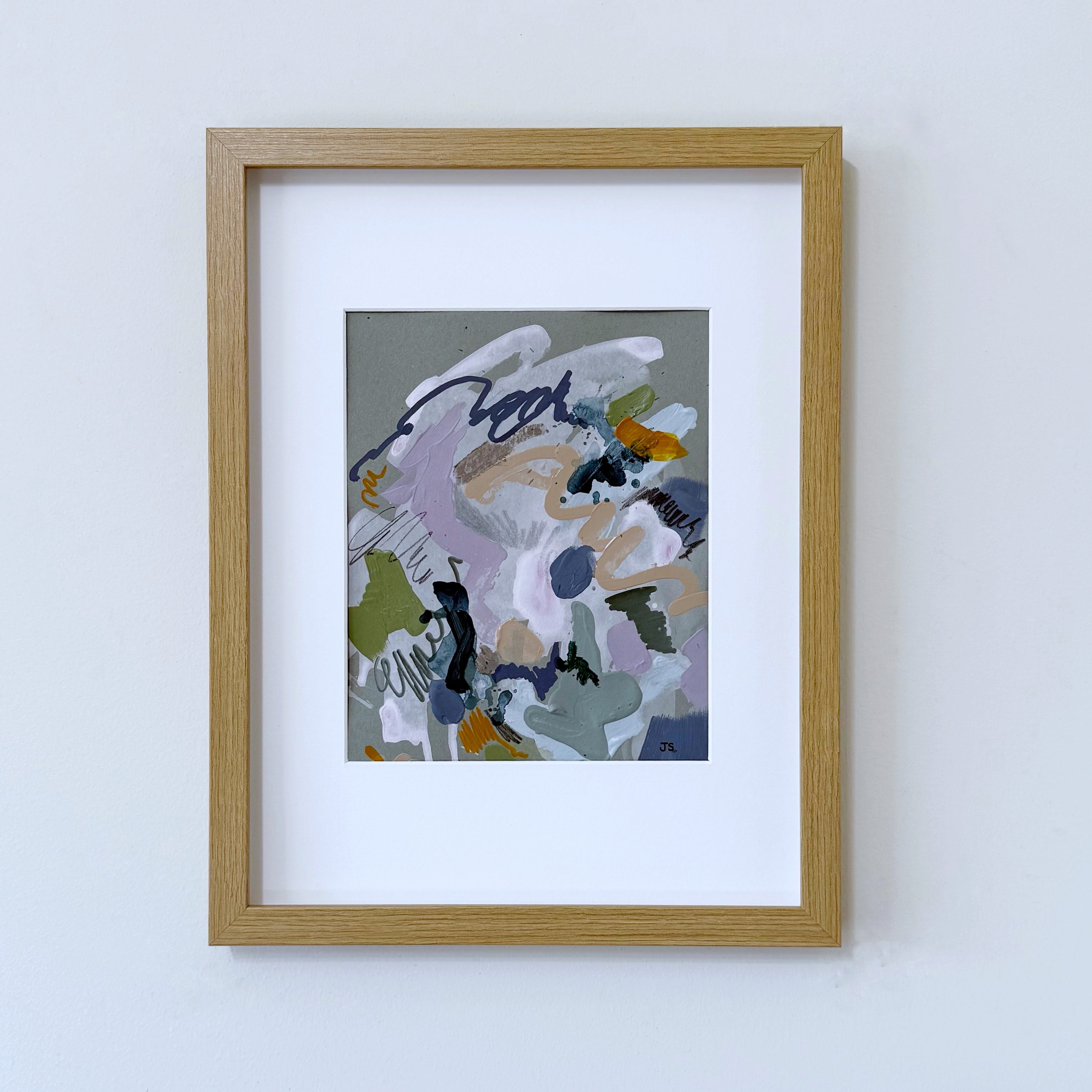 Out of Line #1 - 7.5" x 9.5" (artwork) – Mixed media on paper, matted and framed (size: 12.75" x 16.75")