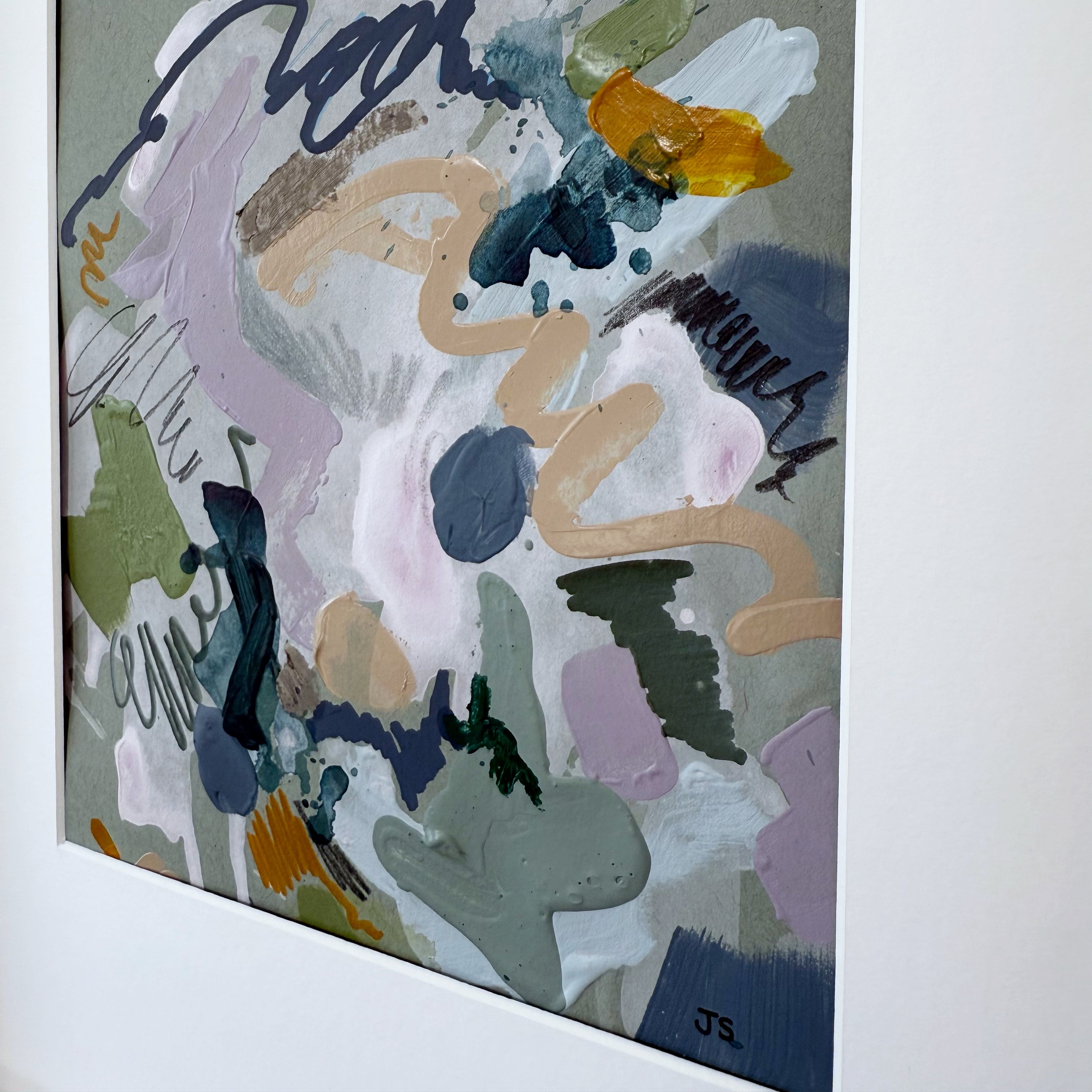 Out of Line #1 - 7.5" x 9.5" (artwork) – Mixed media on paper, matted and framed (size: 12.75" x 16.75")