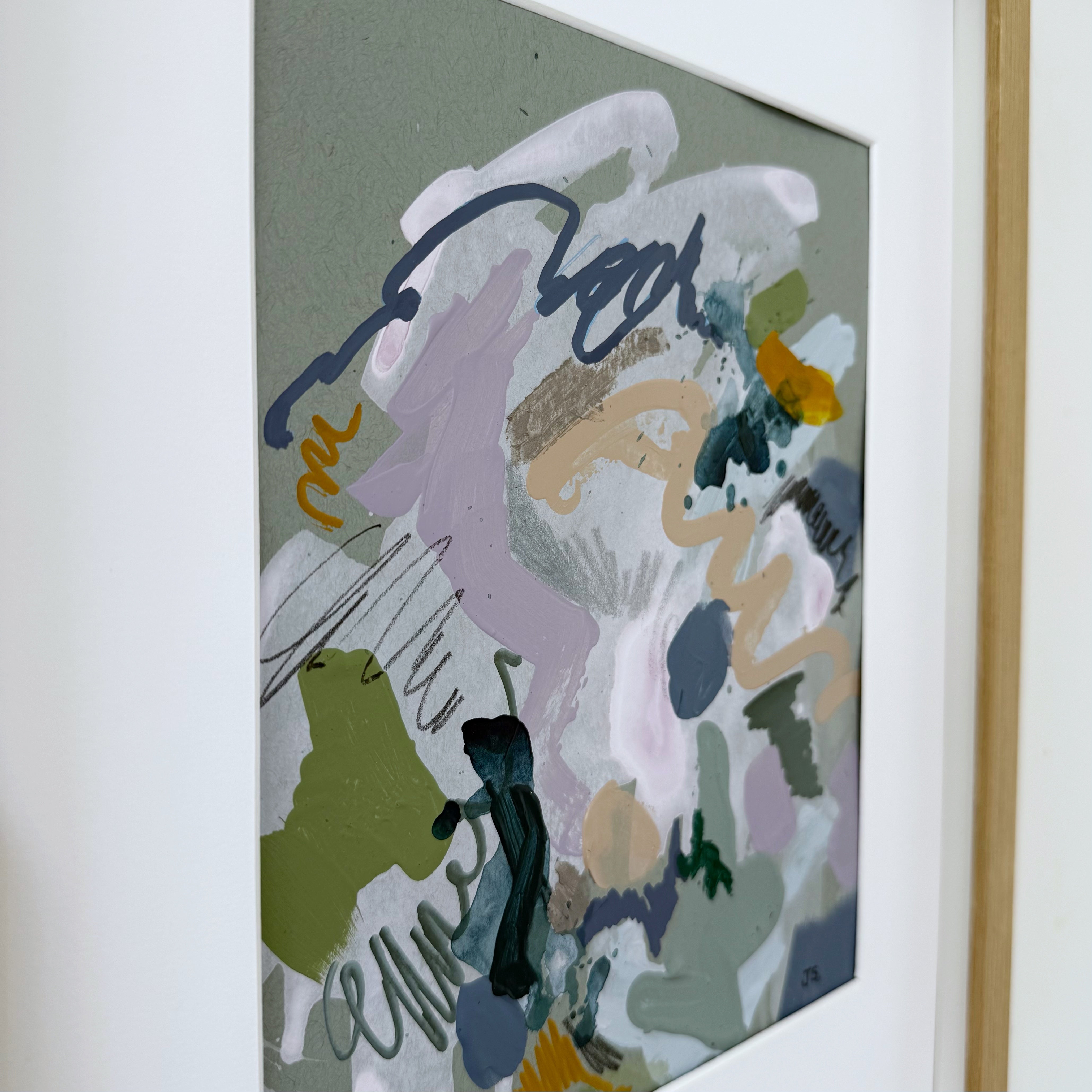 Out of Line #1 - 7.5" x 9.5" (artwork) – Mixed media on paper, matted and framed (size: 12.75" x 16.75")