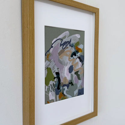 Out of Line #1 - 7.5" x 9.5" (artwork) – Mixed media on paper, matted and framed (size: 12.75" x 16.75")
