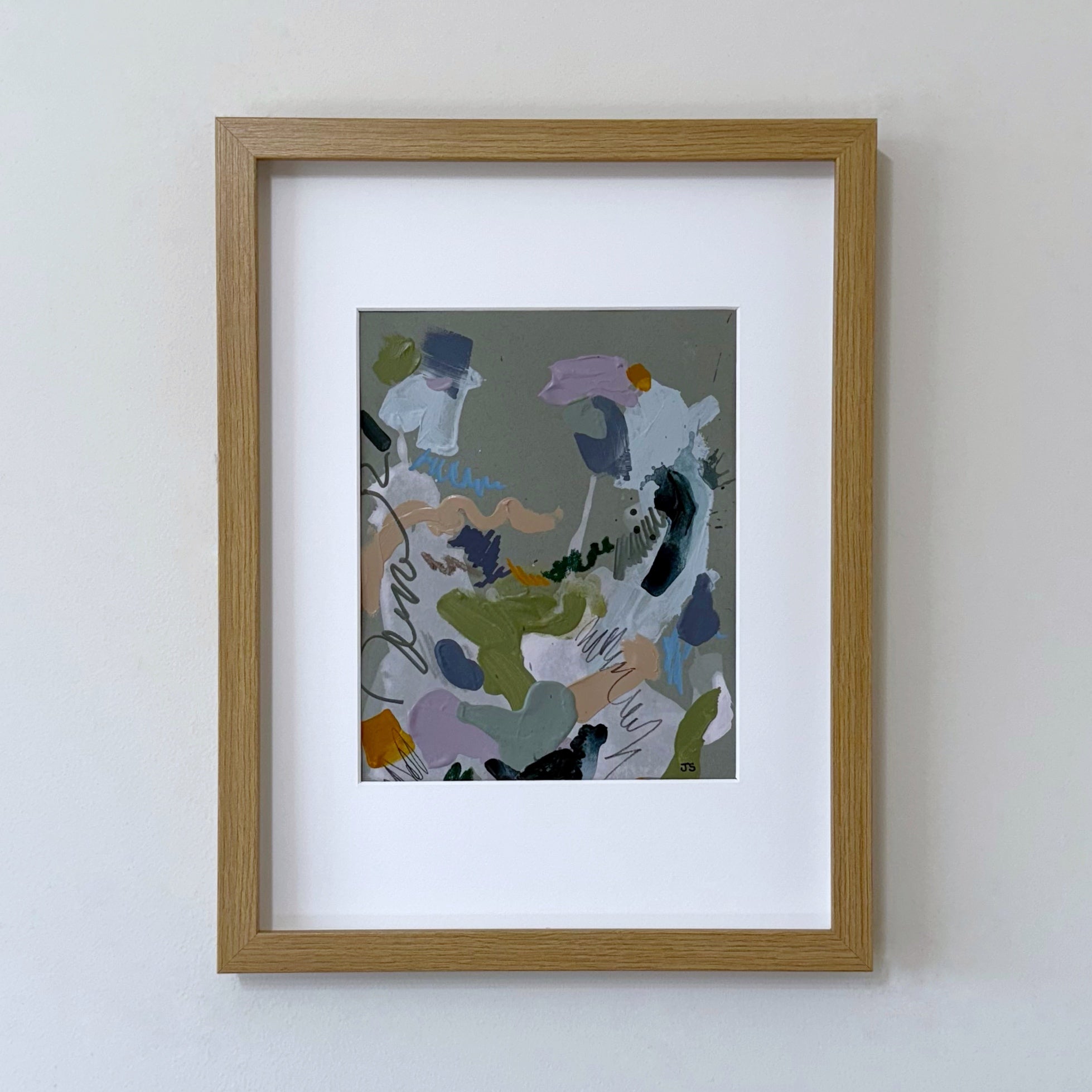 Out of Line #2 - 7.5" x 9.5" (artwork) – Mixed media on paper, matted and framed (size: 12.75" x 16.75")
