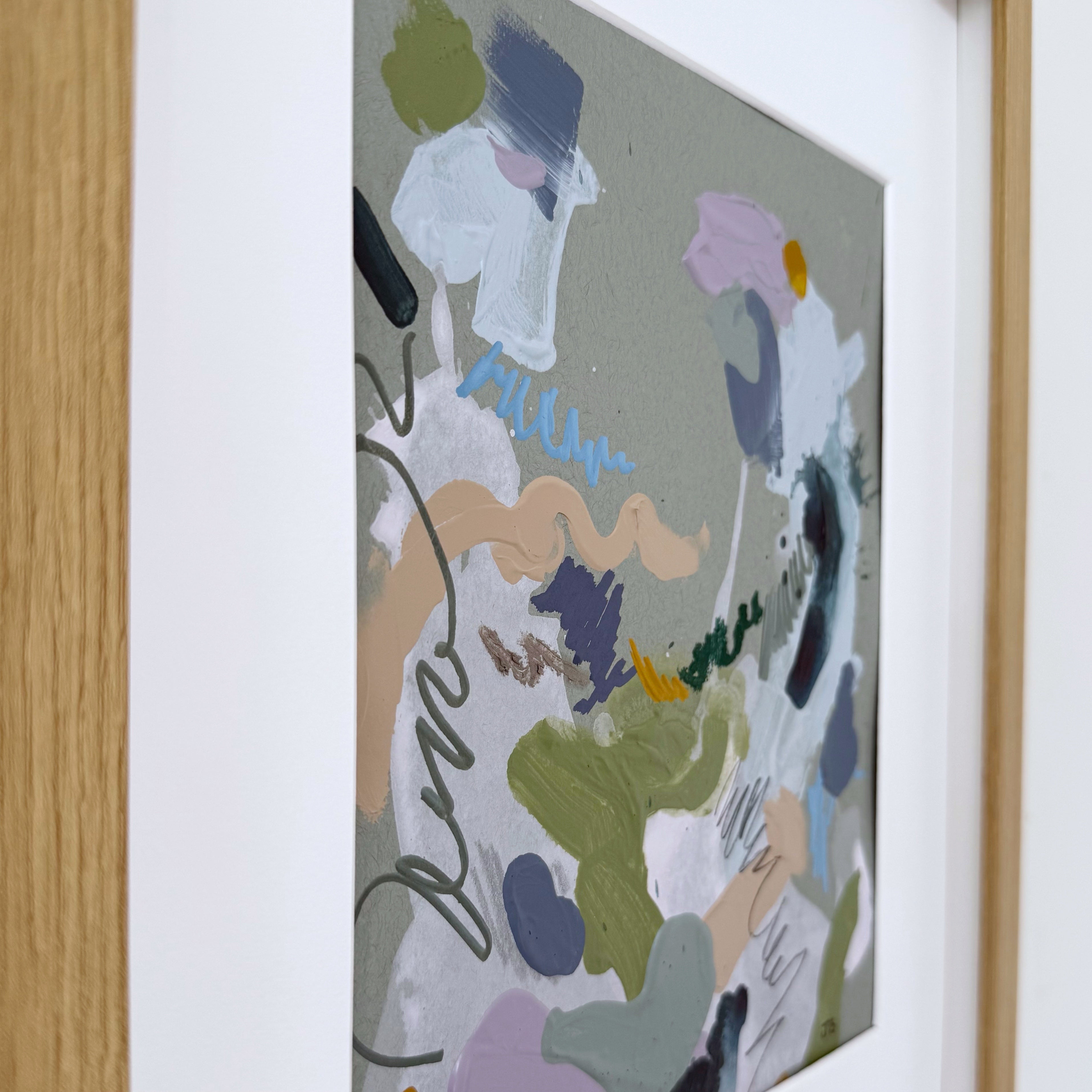 Out of Line #2 - 7.5" x 9.5" (artwork) – Mixed media on paper, matted and framed (size: 12.75" x 16.75")