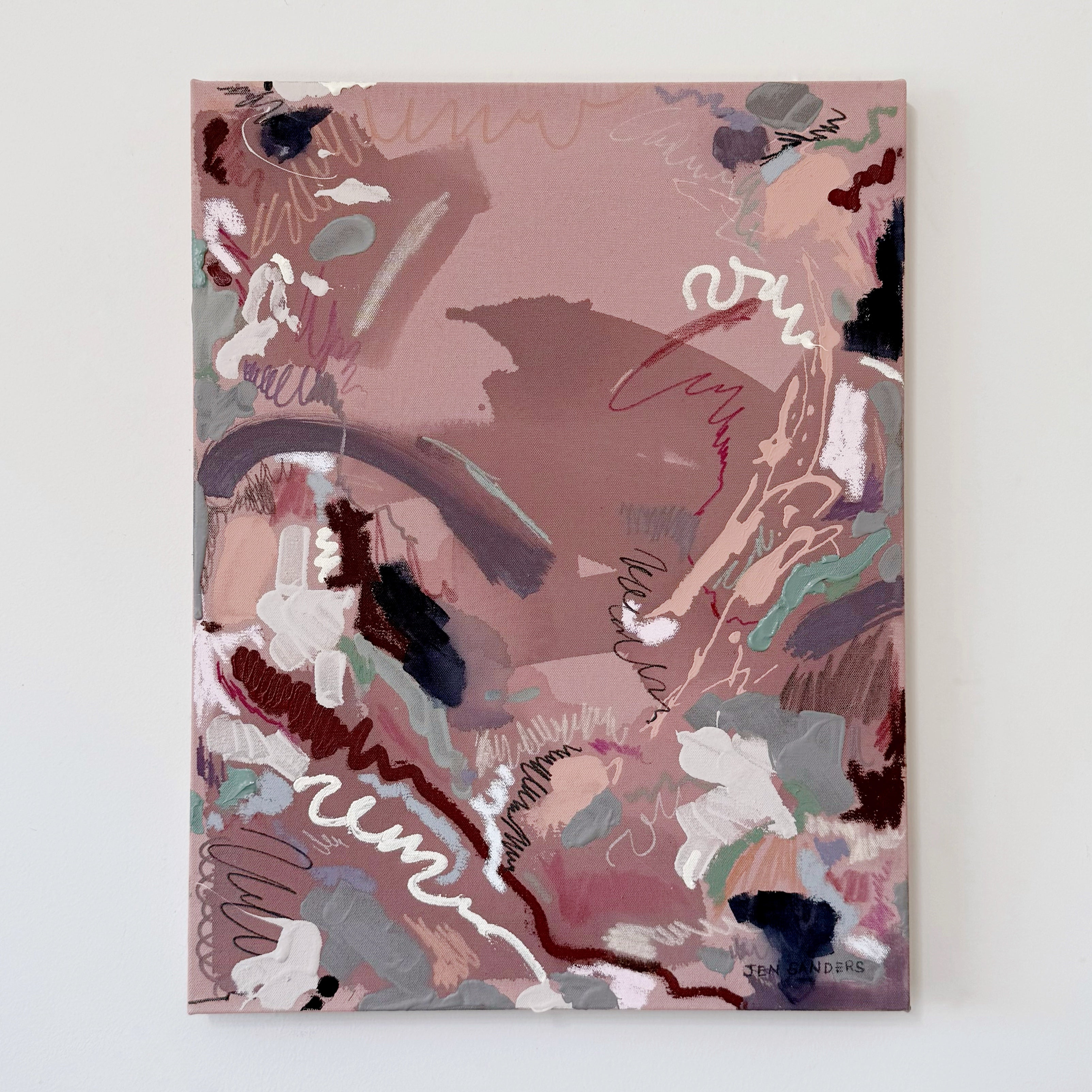 Retrace 18" x 24" – Acrylic and mixed media abstract painting on canvas