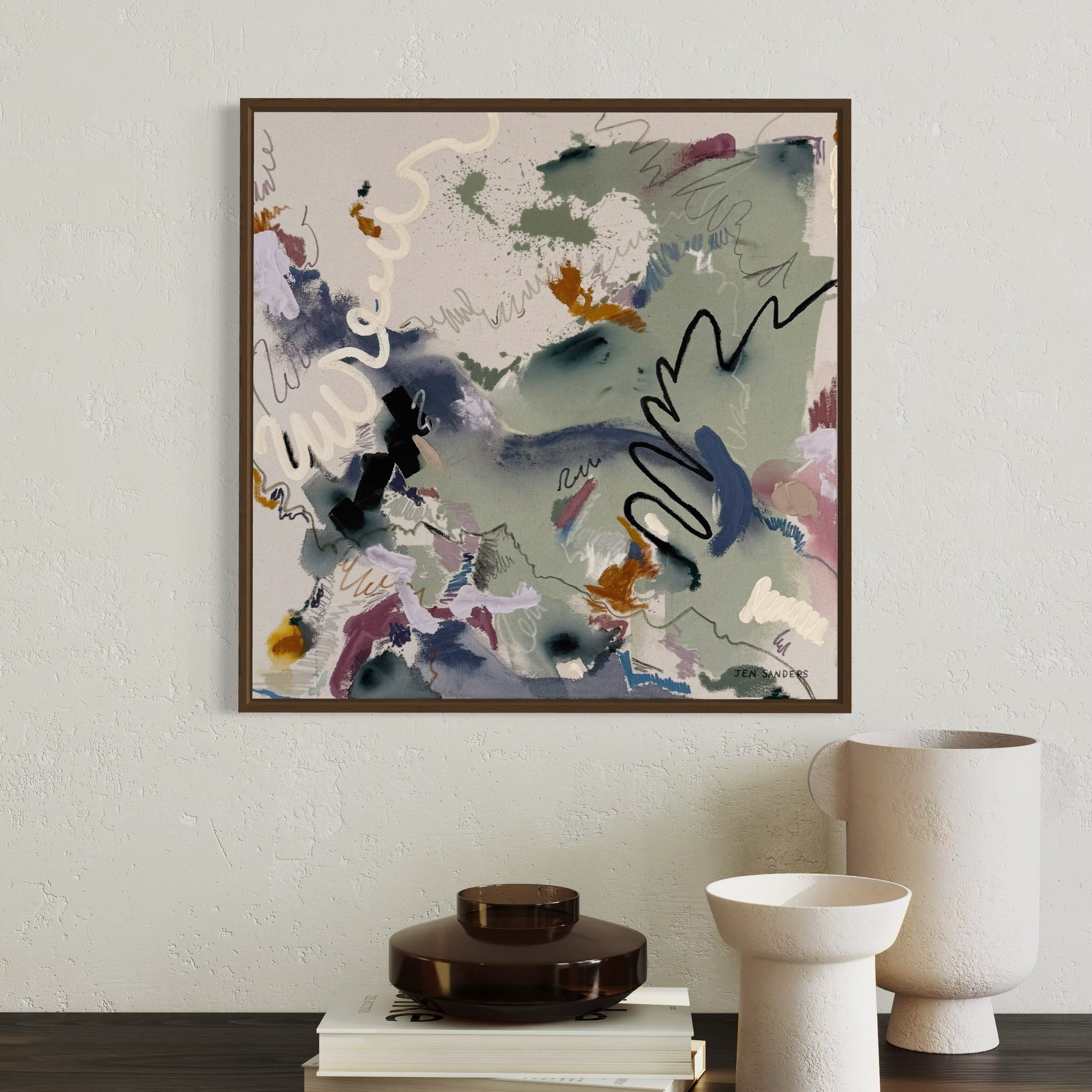 Cracks and all 24" x 24" -  Acrylic and mixed media abstract painting on canvas