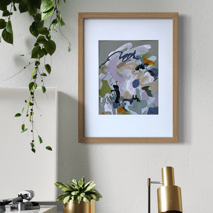 Out of Line #1 - 7.5" x 9.5" (artwork) – Mixed media on paper, matted and framed (size: 12.75" x 16.75")