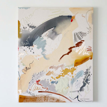 Low Sky – 24" x 30" – Acrylic and mixed media abstract painting on canvas