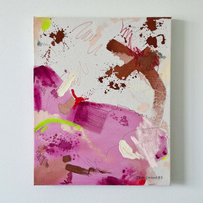 Pink Noise 16" x 20" – Acrylic and mixed media abstract painting on canvas