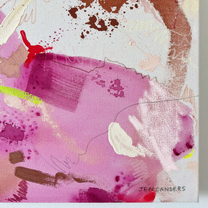 Pink Noise 16" x 20" – Acrylic and mixed media abstract painting on canvas