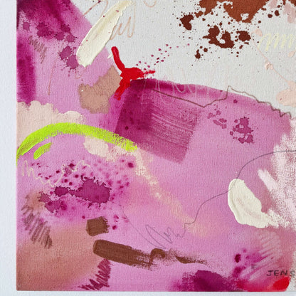 Pink Noise 16" x 20" – Acrylic and mixed media abstract painting on canvas