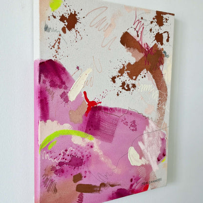 Pink Noise 16" x 20" – Acrylic and mixed media abstract painting on canvas