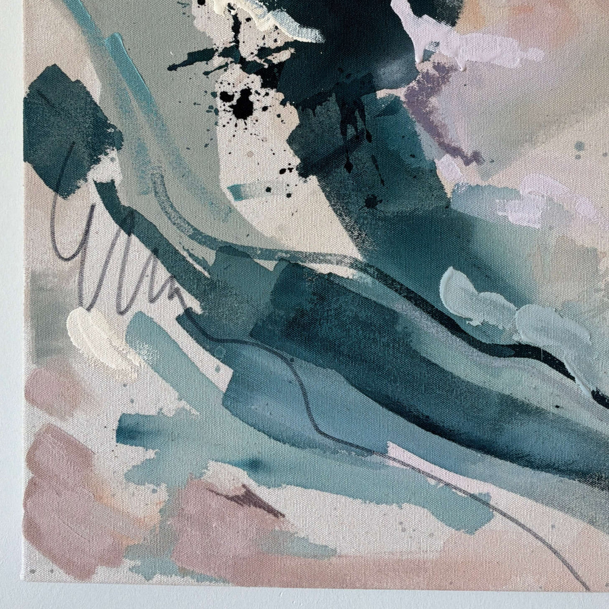 Gray Area  30" x 35" – Acrylic and mixed media abstract painting on canvas