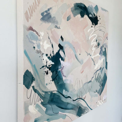 Gray Area  30" x 35" – Acrylic and mixed media abstract painting on canvas