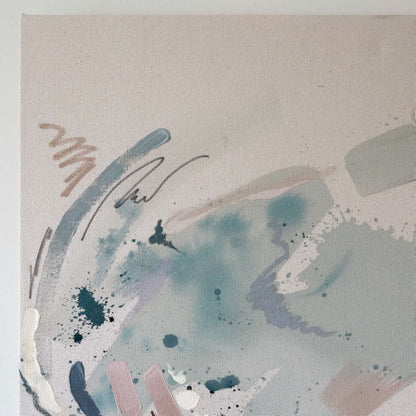 Feathers – 30" x 35" – Acrylic and mixed media abstract painting on canvas