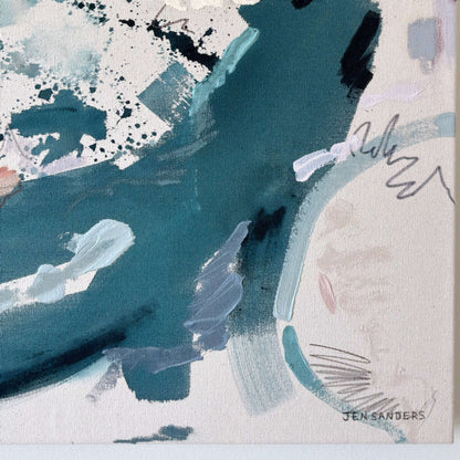 Feathers – 30" x 35" – Acrylic and mixed media abstract painting on canvas