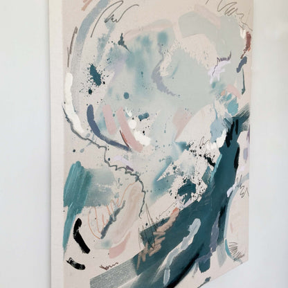 Feathers – 30" x 35" – Acrylic and mixed media abstract painting on canvas