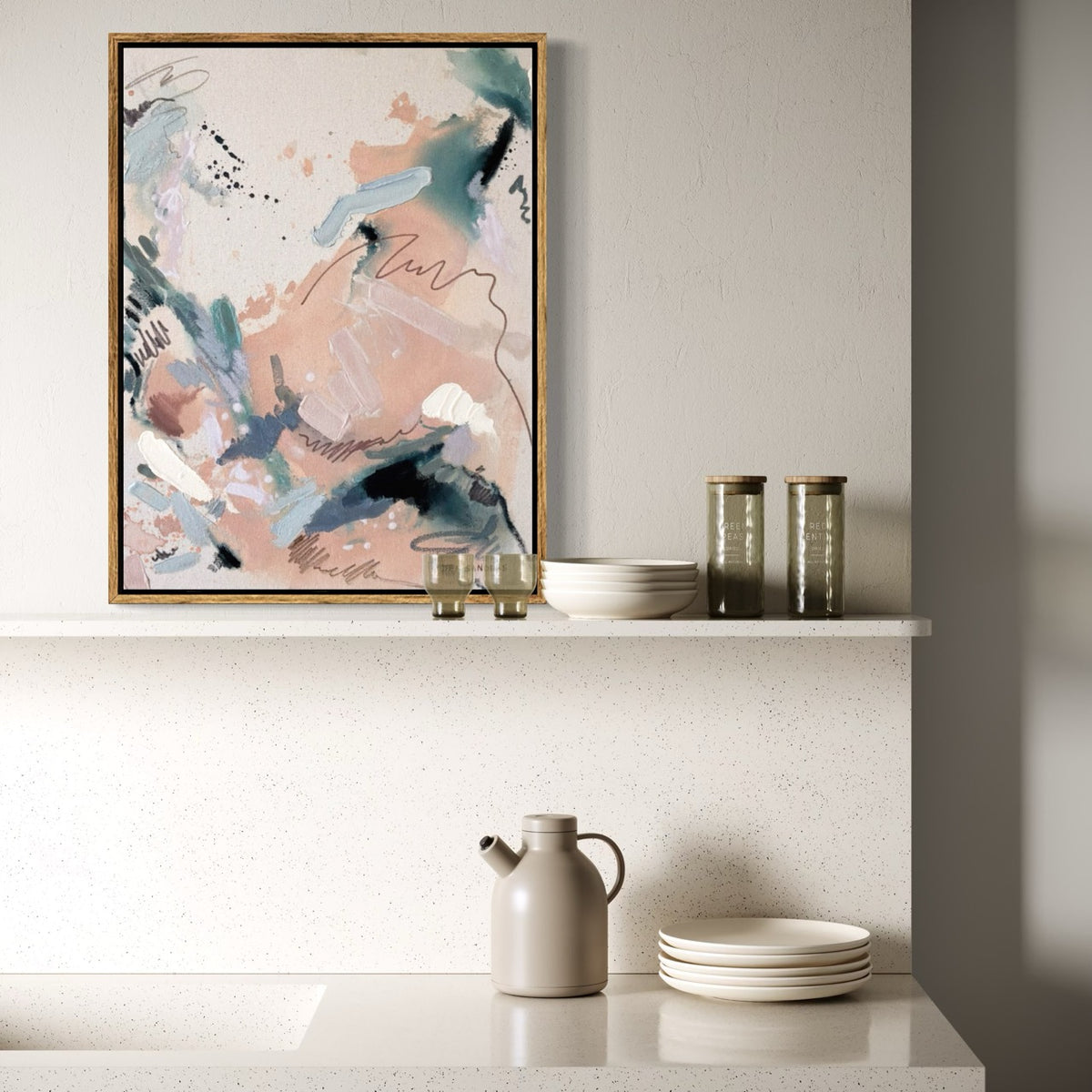 Wading – 18" x 24" – Acrylic and mixed media abstract painting on canvas