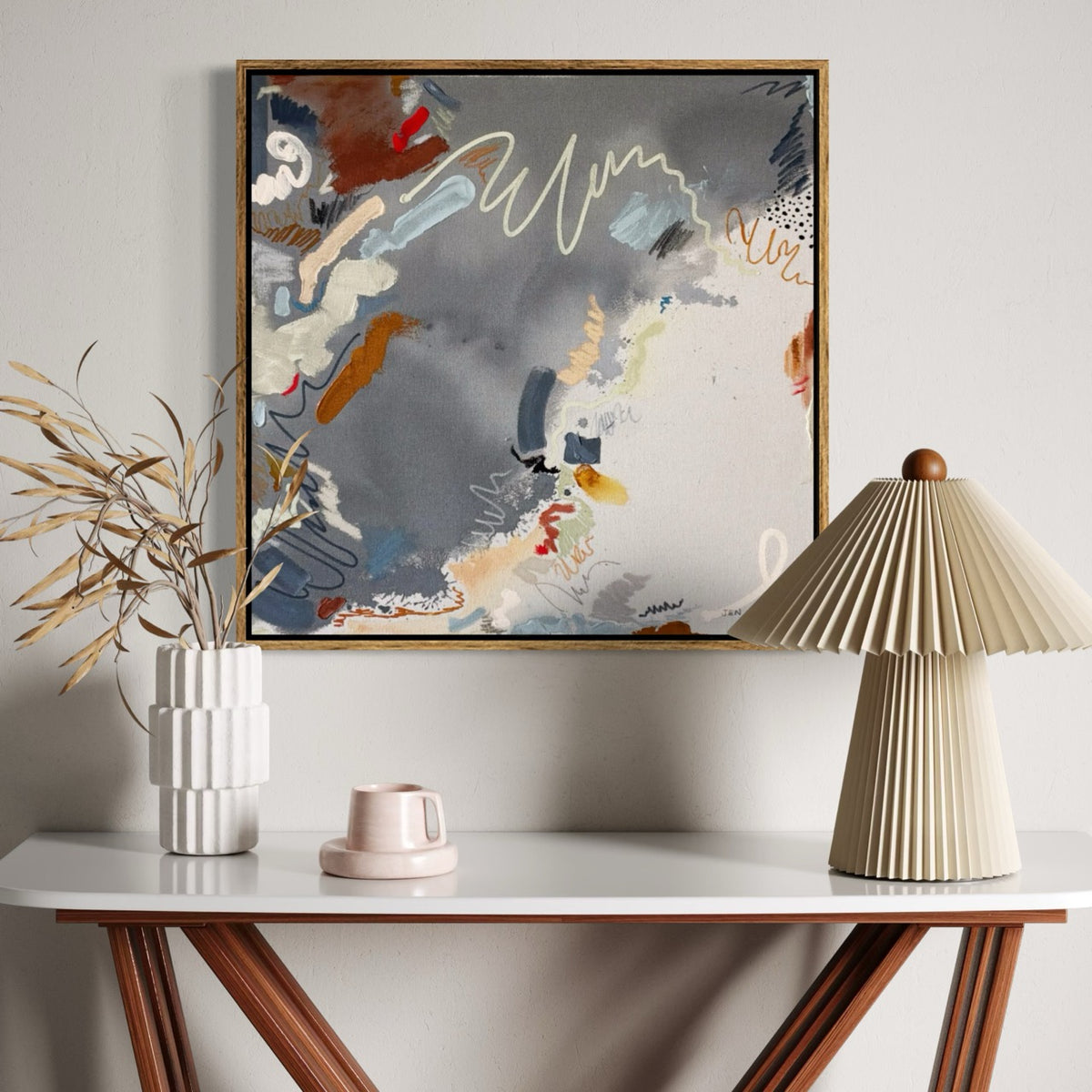 Tethered – 24" x 24" – Acrylic and mixed media abstract painting on canvas