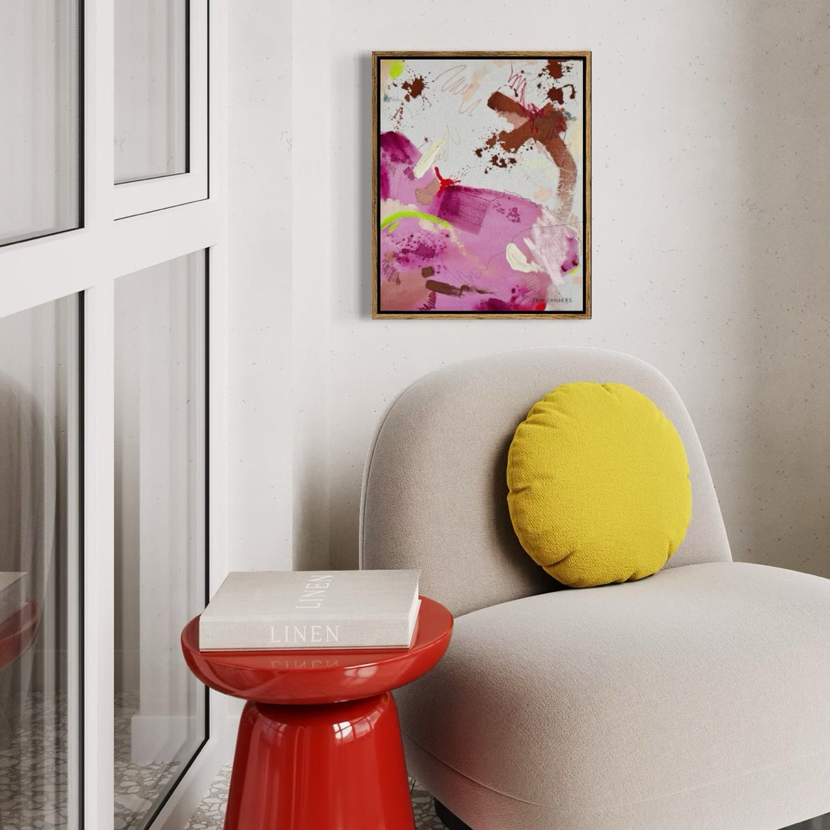 Pink Noise 16" x 20" – Acrylic and mixed media abstract painting on canvas