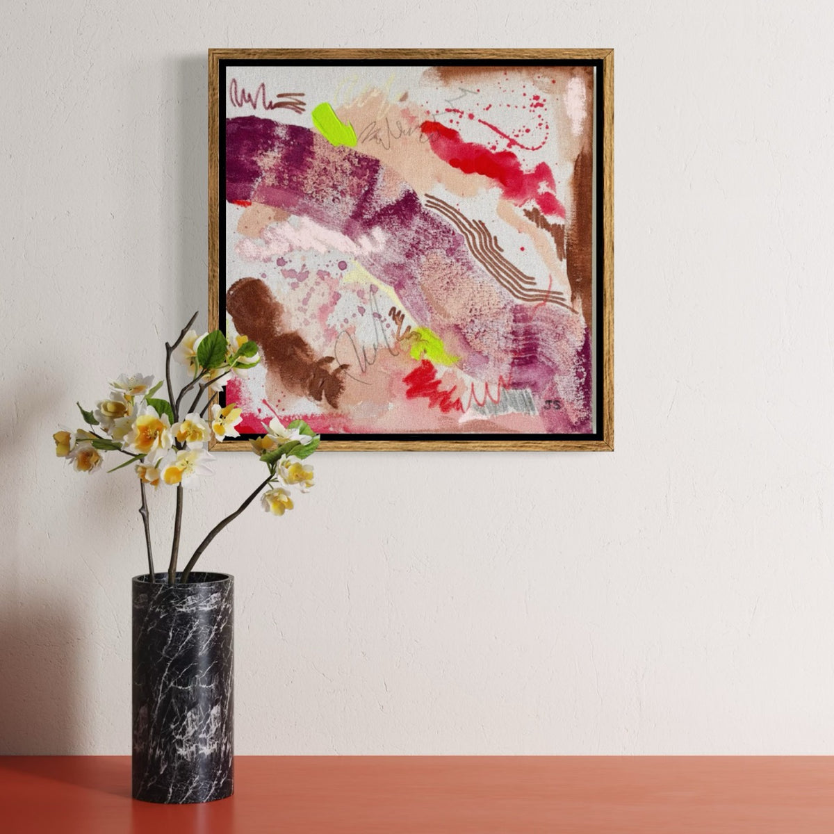 Bruised 12" x 12"  – Acrylic and mixed media abstract painting on canvas